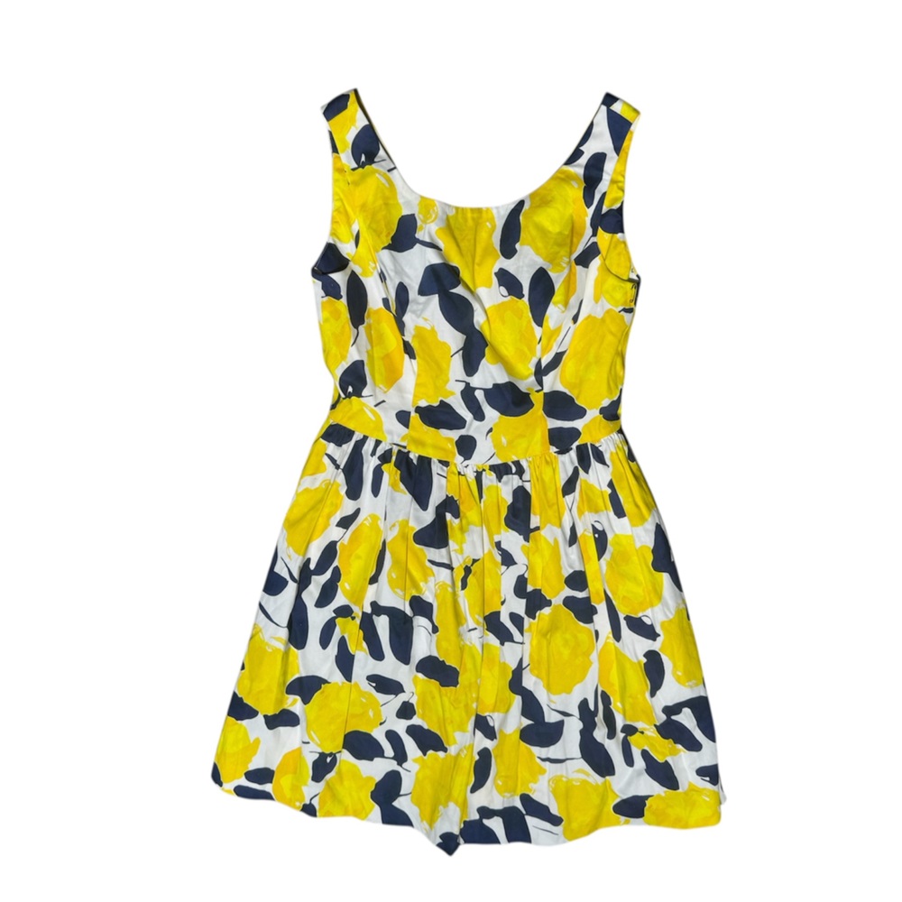 Blithe Lemon Sleeveless Dress - Yellow & Navy Abstract - Size 4